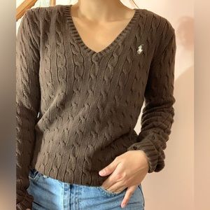 Ralph Lauren Cable Knit V-Neck Sweater